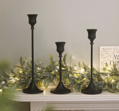 Home decor. Candles. Black accessories. Black decor. Moody interiors. Interior design. Sponsored. Black Candlesticks, Mantelpiece Decor, Silver Pumpkins, Light Up Pumpkins, Led Pillar Candle, Tables Set, Fall Garland, Selling Candles, Deco Boheme