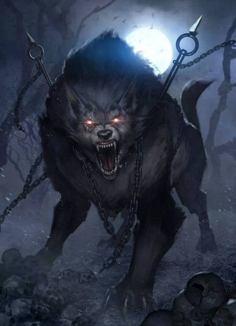 Chained quadruped werewolf Evil Wolf, Fenrir Tattoo, Viking Metal, Fantasy Wolf, Werewolf Art, Vampires And Werewolves, Big Bad Wolf, Bad Wolf, Mythological Creatures