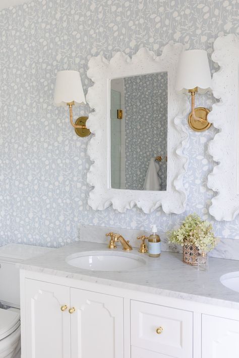 Beachy Bathroom Coastal Style Master Bath, Grand Millennial Bathroom, Bathroom Tub, Guest Bathrooms, Bathroom Sconces, Bathroom Inspo, Upstairs Bathrooms, Bathroom Redo, Southern Home