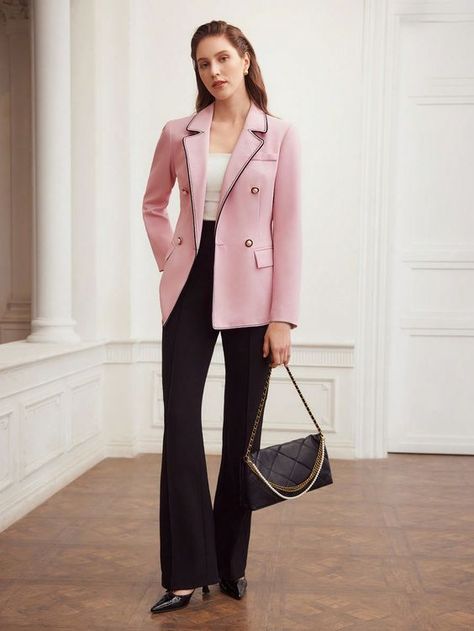 #trendy black pink blazer Outfit Sacó Rosa, Outfit Saco Rosa, Blazer Rosa Outfit, Pink Blazer Outfit Work, Pink Blazer Outfits For Women, Pink Office Outfit, Pink Work Outfit, Corporate Outfits For Women, Recreating Outfits