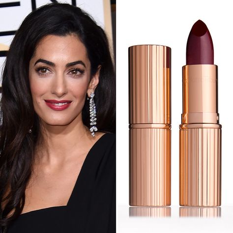 Amal Clooney at the Golden Globes wearing @CTilburyMakeup lipstick Makeup Masterclass, French Beauty Secrets, Charlotte Tilbury Lipstick, 2015 Red Carpet, Peach Lipstick, Natural Beauty Remedies, Rose Lipstick, Amal Clooney, Popsugar Beauty