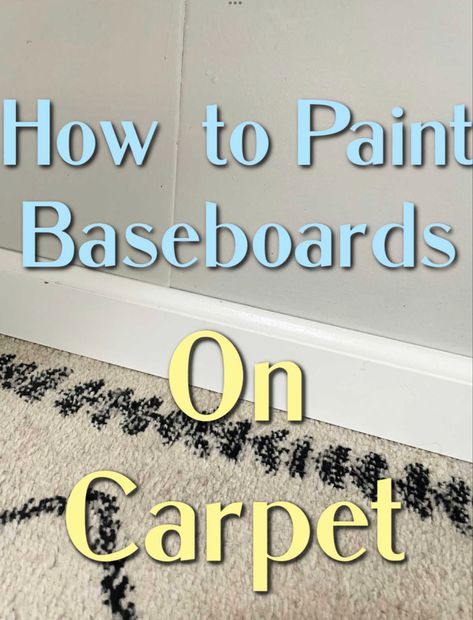 White baseboard on carpet with grey walls and test in front of it. Repainting Baseboards And Trim, Painting Baseboards With Carpet, Painting Trim With Carpet, Painting Baseboards Same Color As Walls, Paint Baseboards With Carpet, Paint Baseboards, Painted Baseboards, How To Redo Baseboards, How To Paint Baseboards