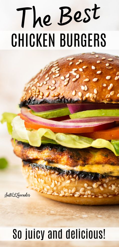 Chicken Burger Recipe Healthy, Best Chicken Burger Recipe, Chicken Burger Patty Recipe, Chicken Burgers Healthy, Homemade Burger Sauce, Homemade Chicken Burgers, Ground Chicken Recipes Healthy, Chicken Patty Recipes, Chicken Burger Recipe