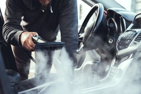 Cleaning and disinfecting by steam of th... | Premium Photo #Freepik #photo #car #hand #man #person Self Service Car Wash, Car Wash Equipment, Hot Steam, Steam Cleaner, Washer Machine, Used Engines, Leather Car Seats, Clean Your Car, Professional Cleaning Services