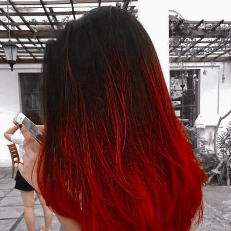 Red Hair Tips, Hair Color Red Ombre, Black Hair Ombre, Black Red Hair, Hair Dye Tips, Red Ombre Hair, Short Ombre Hair, Wine Hair, Red Hair Inspo