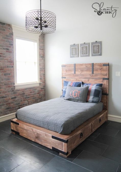 DIY Full or Queen Size Storage Bed Free Furniture Plans, Queen Size Storage Bed, Beautiful Bed Designs, Diy Platform Bed, Bed Frame With Drawers, Murphy Bed Plans, Bed Platform, Diy Bed Frame, Platform Bed With Storage