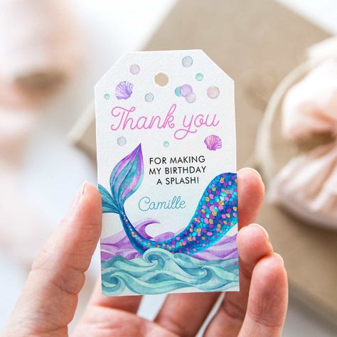 Mermaid Birthday Pool Party Thank you Gift Tags Mermaid Loot Bag Ideas, Mermaid Giveaways, Mermaid Birthday Party Favors, Return Gifts For Kids, Birthday Pool Party, Mermaid Party Favors, Birthday Party Snacks, Mermaid Invitations, Product Promotion