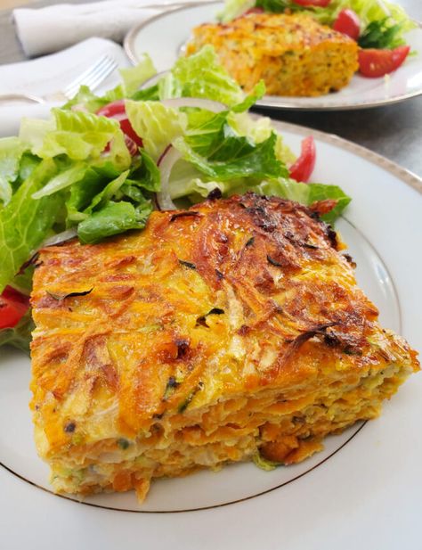 Sweet Potato Egg Frittata, Sweet Potato And Veggie Recipes, Sweet Potatoes Zucchini Recipes, Vegetable Bakes Recipes, Sweet Potato Zucchini Bake, Sweet Potato And Zucchini Recipes, Vegetarian Egg Recipes, Zucchini Sweet Potato Recipes, Savory Vegetarian Breakfast