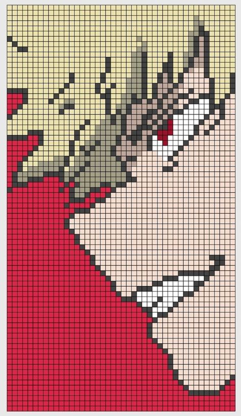 Mha Crochet Pattern, My Hero Academia Pixel Art Grid, Crochet Grid, Anime Pattern, Bakugo Katsuki Fanart Cute, Grid Patterns, Mushroom Crafts, Pixel Art Templates, Costume Anime