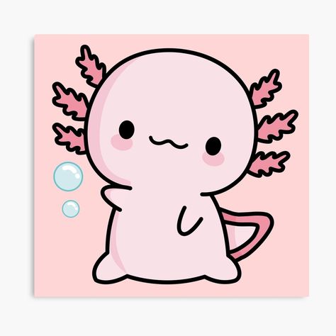 "Cute Axolotl Salute" Mounted Print by XoTheMonster | Redbubble Draw An Axolotl, Axolotl Drawing, Axolotl Cute, Cute Axolotl, Kawaii Plush, Cute Little Drawings, Best Friends Forever, Cute Crafts, Friends Forever