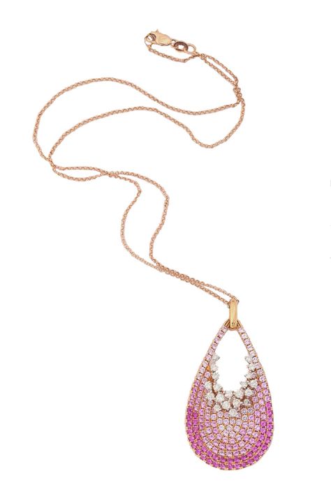 Pink Sapphire Diamond Gold Drop Pendant - $3500 Diamond Gold, Drop Pendant, Sapphire Diamond, Pink Sapphire, Gold Diamond, Sapphire, Pendant Necklace, Pendant, Pink