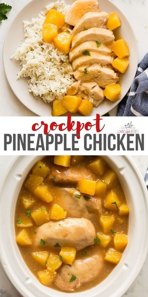 Sweet Pineapple Chicken Crock Pot, Chicken Apples Crockpot, Crockpot Recipes Pinapple Chicken, Pineapple Chicken Crockpot Easy, Crockpot Chicken With Pineapple, Pineapple Chicken In Crockpot, Recipes With Frozen Pineapple, Crockpot Pineapple Chicken And Rice, Frozen Chicken Breast Recipes Crockpot