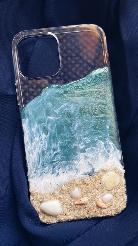 Phone Cases Resin, Resin Griptok, Resin Art Phone Cover, Resin Phone Cover, Resin Art Phone Case, Resin Mobile Cover, Epoxy Resin Phone Case, Risen Art, Ocean Room Ideas