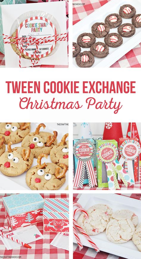 Tween Cookie Exchange Christmas Party | Recipes, decor, pritnables, and invitations for a fun tween Christmas cookie exchange party! Christmas Cookie Exchange Decorations, Treat Exchange Ideas, Cookie Exchange Gift Ideas, Cookie Decorating Party Favors, Cookie Crawl Ideas, Cookie Swap Party Games, Cookie Party Ideas Christmas, Christmas Cookie Exchange Party Ideas Free Printables, Hosting A Cookie Exchange Party