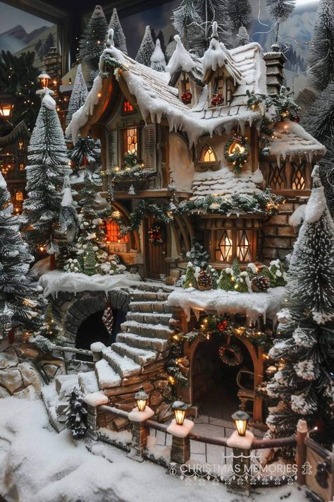 Christmas Kingdom, Pagan Christmas, French Castle, Winter Christmas Scenes, Christmas Village Sets, Old Homes, Christmas Photo Props, Christmas Scenery, Christmas Village Houses