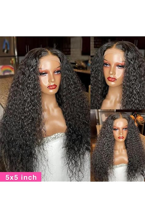 CC Opulence - Deep Wave 13x4 Glueless lace Front Wigs Human Hair  Pre Plucked Deep Curly HD Transparent Lace Frontal Wigs Human Hair 180% Density Human Hair Wigs for Women (24&#34;, Black) Glueless Lace Front Wigs, Wig Ideas, Lace Frontal Wigs, Hair Wigs For Women, Lace Front Wigs Human Hair, Deep Curly, Wigs Human Hair, Wigs For Women, Deep Wave