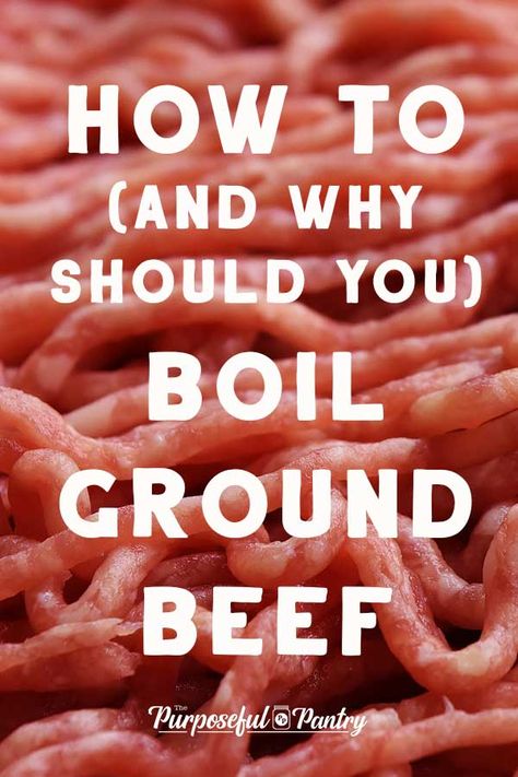 Boiling hamburger meat or ground beef can give you a finer texture of meat, remove more of the fat, make it freezer-meal friendly, and prepare it for dehydrating. Learn how and why you should boil ground beef here. Boiled Hamburger Meat, How To Can Ground Beef, Dehydrating Ground Beef, Boiled Meat Recipes, Hamburger Meat Freezer Meals, Dehydrating Herbs, Pantry Basics, How To Cook Hamburgers, Pet Recipes