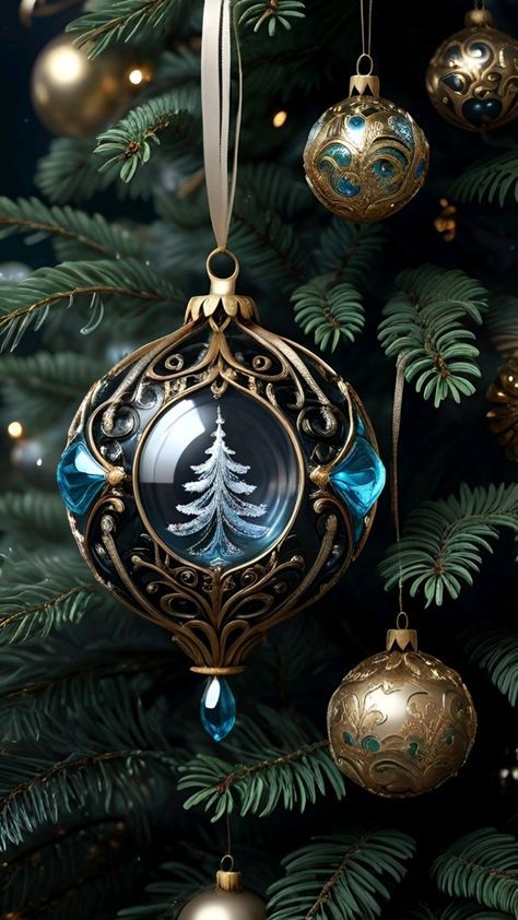 Fantasy Christmas Decor, Fantasy Christmas Tree, Bauble Designs, Peacock Christmas Tree, Fantasy Christmas, Winter Christmas Scenes, Fancy Christmas Ornaments, Peacock Christmas, Christmas Cocktail Party