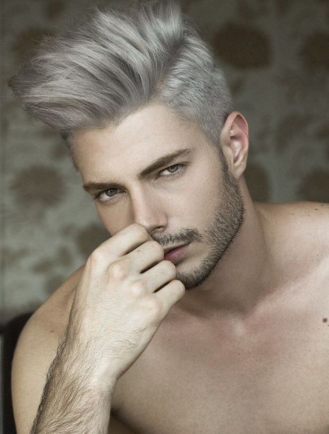 Male Ashy Grey Silver Blonde Hair Dye Color Silver Hair Men, White Hair Men, Grey Hair Men, Mens Hair Colour, Men Hair Color, Silver Hair Color, Platinum Hair, Corte De Cabelo Masculino, Ombre Hair Color