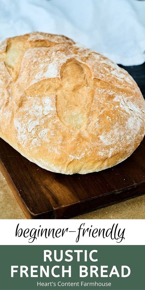 Rustic Loaf Bread Recipe, Quick Loaf Bread, Rustic French Bread, Rustic Loaf Bread, Round Bread Loaf Recipe, Round Loaf Bread Recipes, Rustic Bread Recipe Easy, Bread Recipes Rustic, Rustic French Bread Recipe