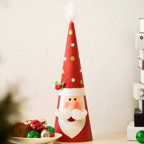 Glitzhome Iron Glittery Santa Cone Sculpture Christmas Santas, Christmas Pageant, Wooden Angel, Christmas Accents, Painting Christmas, Led Tree, Country Paintings, Saint Nicolas, Christmas Tree Crafts