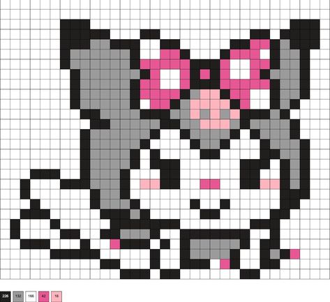 Kuromi Perler Beads, Graphic Crochet, Hama Art, Crochet Grid, Kandi Inspo, Crochet Graphs, Graph Crochet, Hello Kitty Crafts, Easy Patterns