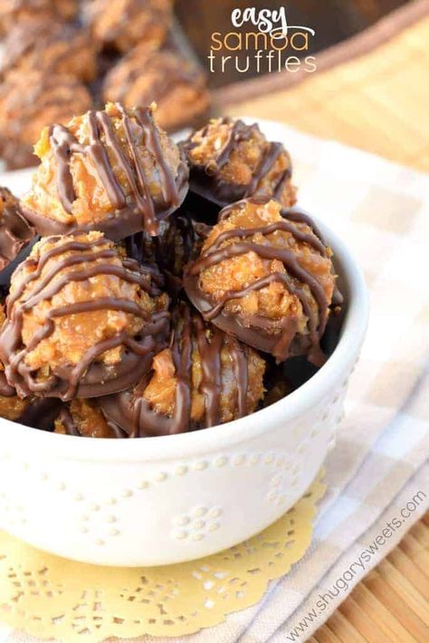 Samoa Truffles, Samoa Cookies, Homemade Truffles, Shugary Sweets, Candy Recipes Homemade, Truffle Recipe, S'mores, Homemade Candies, Girl Scout Cookies