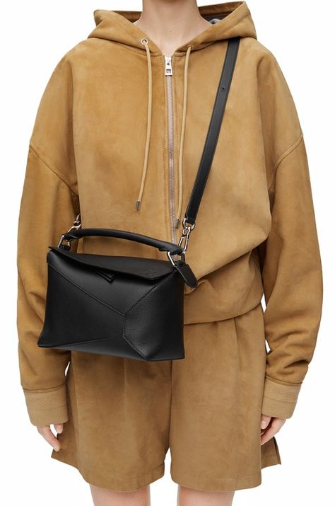 Shop LOEWE Puzzle Bag for Women | Puzzle Purse Collection - LOEWE Small Puzzle Bag, Cuboid Shape, Loewe Puzzle Bag, Loewe Puzzle, Jonathan Anderson, Puzzle Bag, Dark Khaki, Leather Messenger Bag, Strap Top