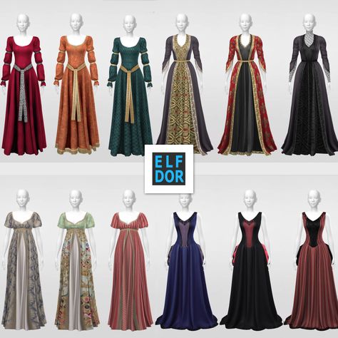 Patreon Content - July Collection 2 - ELFDOR Sims 4 Historical Cc Kitchen, Sims 4 Medieval Clothing, Sims 4 Historical Cc Patreon, Elfdor Sims 4 Cc, Sims 4 Medieval Cc Patreon, Sims 4 Medevil Cc, Sims 4 Medieval Dress, Sims 4 Bridgerton Cc, Sims Medieval Cc