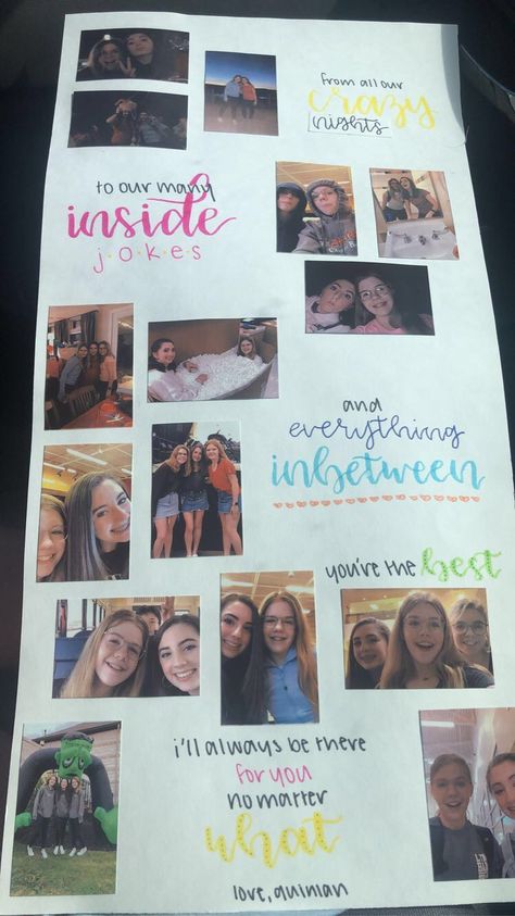 Picture Card Ideas For Best Friend, Diy Journal For Best Friend, Posters To Make For Your Best Friend, Posters For Friends Birthday, Diy Best Friend Gifts Birthday Pictures, Best Friend Photo Gift Ideas, Goodbye Ideas For Friends, Best Friend Scrapbook Ideas Birthday, Best Friend Birthday Poster