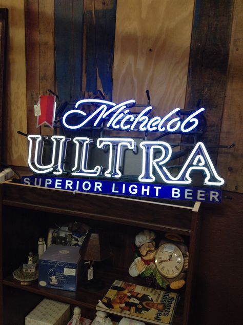 Michelob Ultra Superior Light Beer neon sign 32 inches  $150 USD in Booth 325 Micalobe Ultra Beer, Michelob Ultra Beer, Shot Party, Man Cave Must Haves, Beer Decorations, Marketing Activations, 41st Birthday, Michelob Ultra, Beer Party