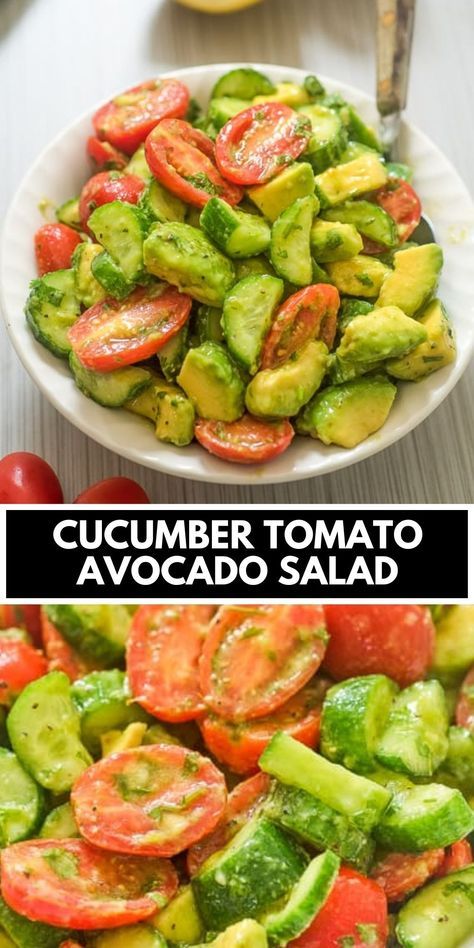 Avocado Tomato Cucumber Salad, Salad Cucumber Tomato, Tomato Avocado Salad, Cucumber Tomato Avocado Salad, Tomato Cucumber Salad, Salad Cucumber, Stuffed Chicken Breast Spinach, Cucumber Avocado Salad, Roasted Fingerling Potatoes