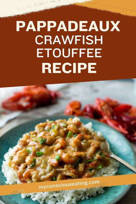 a small plate with Pappadaux Crawfish Etouffee Crawfish Etoufee Recipe, Pappadeaux Recipe, Crawfish Etouffee Recipe, Crawfish Dishes, Nola Recipes, Etouffee Recipe, Crawfish Recipes, Seafood Dish Recipes, Crawfish Etouffee