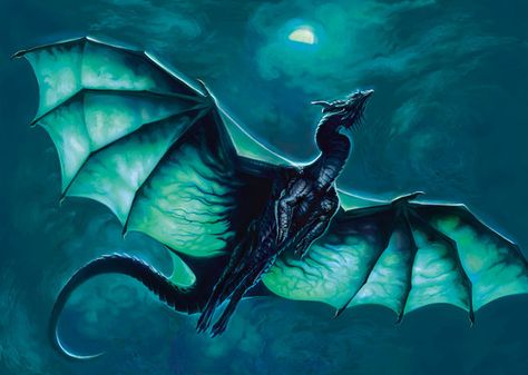 A dragon of the moonlight by ~TORONN on deviantART Flying In The Sky, Yin Yang Tattoos, Dragon's Lair, Fairy Dragon, Dragon Pictures, Mythical Beast, Green Dragon, Dragon Artwork, Fantasy Dragon