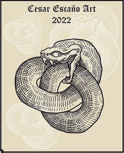 Woodcut Snake Tattoo, Engraving Tattoo Design, Medieval Engraving Tattoo, Wood Cut Tattoo, Medieval Woodcut Tattoo, Snake Engraving, Etching Tattoo, Woodcut Tattoo, Medieval Tattoo