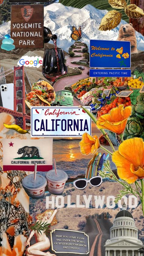 #california #californiadreamin #californiavibe California Collage, Santa Cruz Boardwalk, Oc California, California Wallpaper, Los Angeles Aesthetic, Travel Collage, California Vibe, California Summer, Nyc Aesthetic