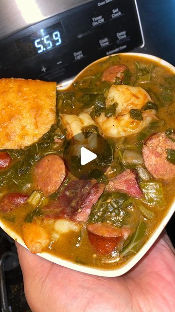 Sherri Smith on Instagram: "Gumbo Greens for my boo @gritzkickz❤️ Recipe⬇️
2 pounds collard greens, washed and chopped
1 cup vegetable oil
1 cup all purpose flour
1 onion, rough chopped 
1 cup bell pepper, chopped
1 cup celery, chopped
4-5 large cloves garlic, rough chopped 
1 pound smoked neckbones
6 cups chicken broth
1 tsp chicken bouillon 
3 cups water 
14 oz pack of andouille sausage, sliced 
10-12 colossal raw shrimp, peeled and deveined
2 tsp smoked paprika
3 bay leaves 
2 tbsp Chef Bae All Purpose Seasoning
1 tsp Webbers Garlic & Herb Seasoning 
1/4 tsp Gumbo Filè
Add salt to your liking
💫💫💫💫💫💫💫💫

*Free Shipping** on all orders over $40! 🛒

Stock up on your favorite flavors and elevate your dishes without any extra shipping cost.

Shop now! 💻 🎉 http://www.CuttinUpWithBae Gumbo Collard Greens Recipe, Gumbo Greens Recipe, Gumbo Greens, Green Gumbo, Turkey Gumbo, Chef Bae, Gumbo File, Raw Shrimp, Collard Greens Recipe