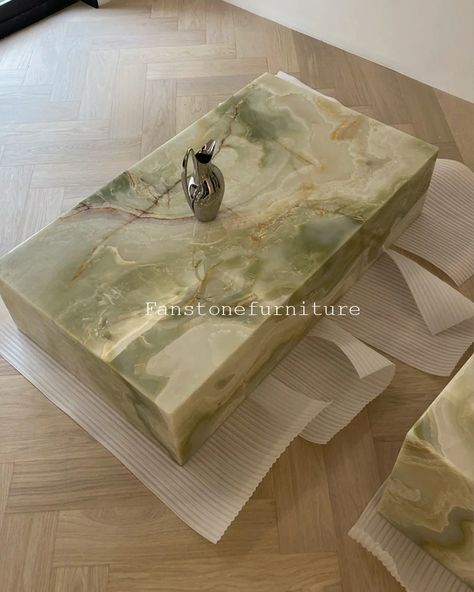 New Arrival | Natural Marble Green Onyx Plinth Coffee Table An elegant and unique addition to your home decor. With its captivating green onyx marble tabletop, this coffee table creates a distinctive furniture ambiance. Elevate your living space with this stunning and stylish piece. #onyx #onyxmarble #onyxtable #onyxcoffeetable #coffetable #marbletable #naturalmarble #homefurniture #plinth #naturalstone #marble #marblefurniture #decorativearts #interior #uniquedesign #luxurylifestyle #marbl... Onyx Furniture, Plinth Coffee Table, Green Onyx Marble, Onyx Table, Marble Furniture, Onyx Marble, Marble Table, Green Onyx, Color Themes