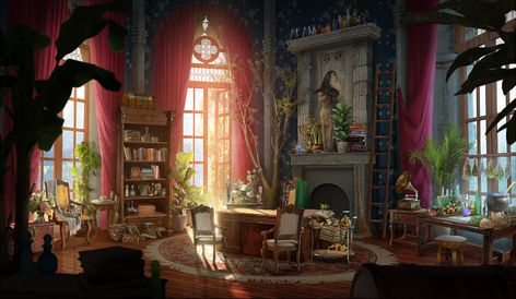 Headmistress Office, Monster Inspiration, Interior Concept Art, Hp Universe, City Ideas, Victorian Vampire, Apocalypse Art, Fantasy Rooms, Building Art