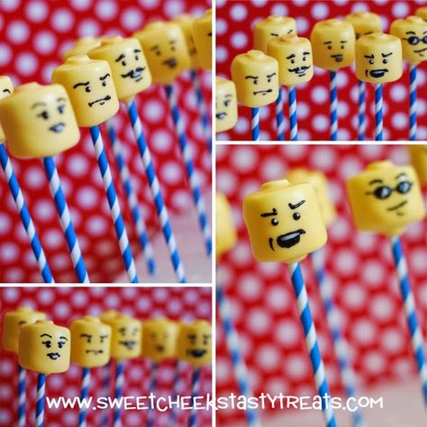 Lego Marshmallow Pops, Lego Cake Pops, Lego Cookies, Lego Party Favors, Lego Friends Party, Lego Cupcakes, Lego Superheroes, Lego Ninjago Party, Lego Avengers