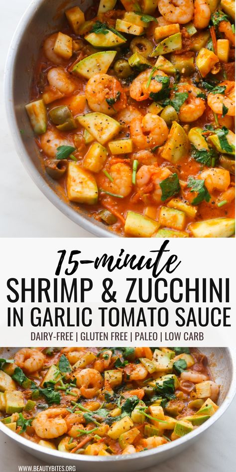 Shrimp Zucchini Recipes, Shrimp And Zucchini, Shrimp Zucchini, Pan Shrimp, Easy Healthy Dinner, Tomato Sauce Recipe, Shrimp Recipes Easy, Shrimp Dishes, Shrimp Recipe