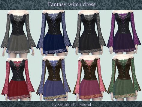 The Sims Resource - Fantasy Witch Dress - Spooky SP needed Fantasy Witch Dress, Sims 4 Cc Goth, Recital Dress, Purple Goth, Fantasy Witch, Spooky Stuff, Witch Dress, Sims 4 Dresses, Mesh Bodycon Dress