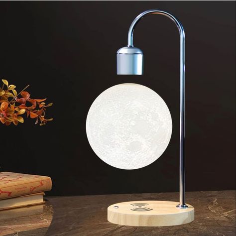 Floatidea Levitating Moon Lamp with Wireless Charger (Apple/Android) Floating LED Nig... Wireless Charging Lamp, Levitating Moon Lamp, Office Christmas Gifts, Led Night Lights, Magnetic Levitation, Unique Desks, Unique Office, Moon Lamp, Anti Gravity