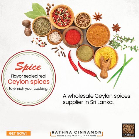 #RathnaCinnamon is a wholesale Ceylon #spices supplier in #SriLanka that provides flavor sealed real Ceylon spices to enrich your cooking. Jewellery Video, Media Advertising Design, Social Media Advertising Design, Insta Highlights, Different Foods, Graphic Design Ads, Food Poster Design, Photography Illustration, Social Media Advertising