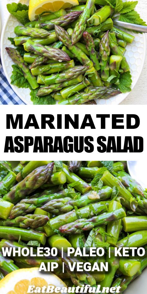 Marinated Asparagus Vinaigrette Salad is perfect for a variety of whole food diets: Paleo, Keto, AIP, Whole30, GAPS, VAD and Vegan. Wholesome ingredients, no vegetables oils and a little versatility with the ingredients based on your unique dietary needs. | Eat Beautiful | asparagus salad | marinated asparagus | salad | asparagus | paleo | keto | aip | whole30 | spring recipes | summer recipes | salad recipes || #asparagus #marinated #salad #recipe #spring #summer #whole30 #paleo Asparagus Vinaigrette, Salad Asparagus, Marinated Asparagus, Marinated Salad, Asparagus Salad Recipe, Recipes Asparagus, Eat Beautiful, Vinaigrette Salad, Asparagus Salad