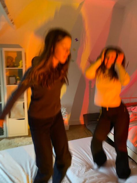 Dancing In The Room Aesthetic, Dancing Around My Room Aesthetic, Sleepover Two People, Bedroom Dance Party Aesthetic, Dancing In Room Aesthetic, Dancing In Your Room Aesthetic, Dancing At Home Aesthetic, Dancing Alone In Your Room, Dancing With Friends Aesthetic