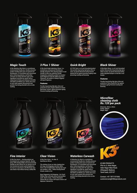 K3 Bio - Car Wash on Behance Car Soap, Car Shampoo, Deodorizing Spray, Car Coating, Bottle Design Packaging, Clean Car, Car Cleaner, Bottle Label Design, Graphic Design Agency