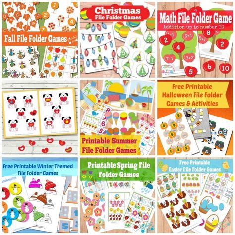 Folder Games For Toddlers, File Folder Games Free, Montessori Training, Printable File Folder Games, File Folder Games Preschool, Printable Folder, File Folder Activities, Free Preschool Printables, Kindergarten Games