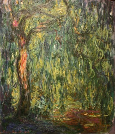 A  willow tree at the edge of Monet's water lilly pond. Completed in 1918. The medium used is oil on canvas. Claude Monet Paintings, Claude Monet Art, Monet Art, Monet Paintings, Weeping Willow, Pierre Auguste Renoir, Impressionism Art, Impressionist Paintings, Willow Tree