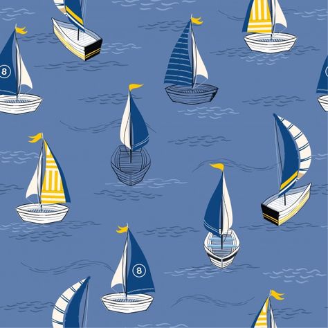 Boat On The Ocean, Boat Vector, Nautical Inspiration, Pattern Watercolor, Watercolor Tree, On The Ocean, Vector Background Pattern, Year Of The Tiger, Summer Patterns